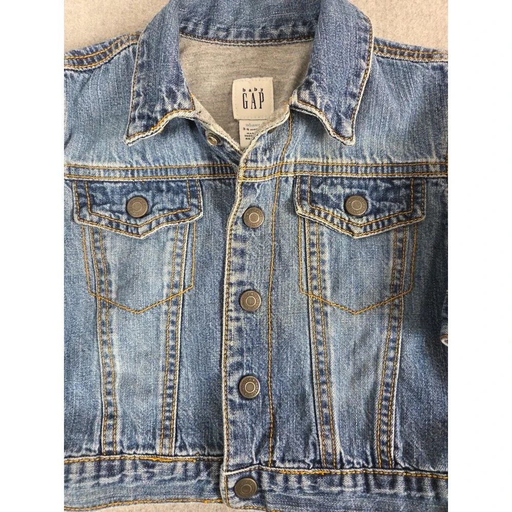 Vintage Baby Gap 2004 Denim Trucker Jacket Snap‎ Buttons 3-6 Months Grunge Boho